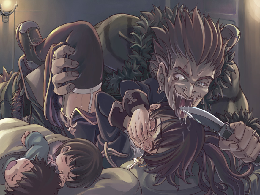 xration, rogue (ragnarok online), ragnarok online, garters, blush, cross, dark, hand over mouth, missionary, rape, saliva, scar, sex, tears, thighhighs, zettai ryouiki