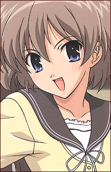 wakatsuki shuri, myself yourself, lowres, 00s, blue eyes, brown hair, open mouth, short hair, solo