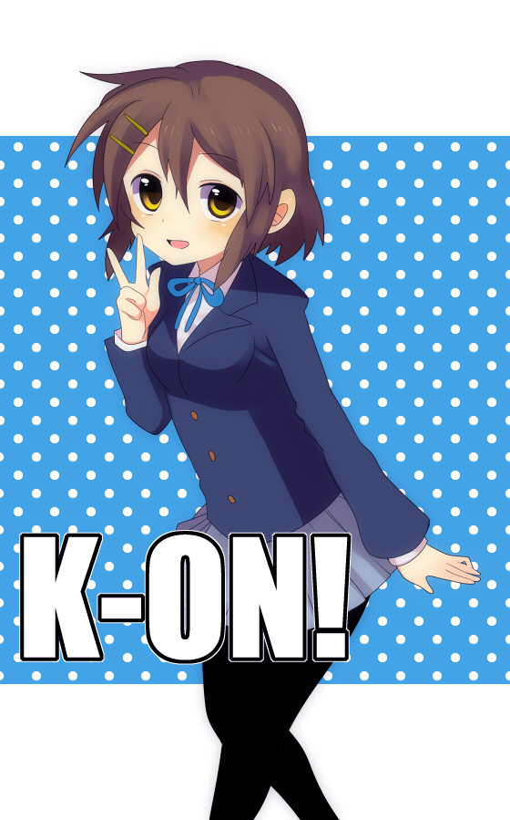 subaru (yachika), hirasawa yui, k-on!, 00s, 1girl, female focus, pantyhose, polka dot, school uniform, solo