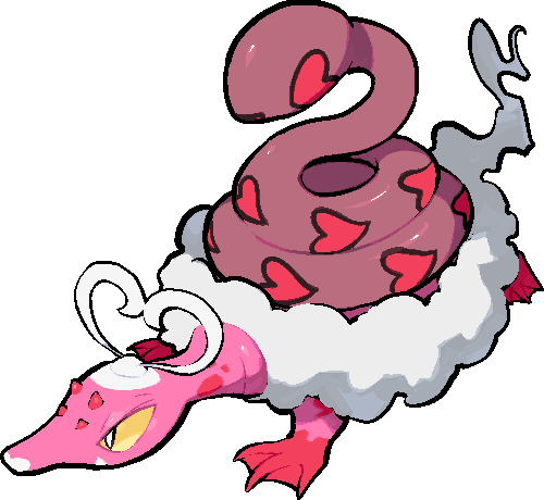 kawaanago, enamorus, enamorus (therian), nintendo, pokemon, commentary request, lowres, full body, heart, no humans, pokemon (creature), pokemon focus, solo, transparent background, webbed feet