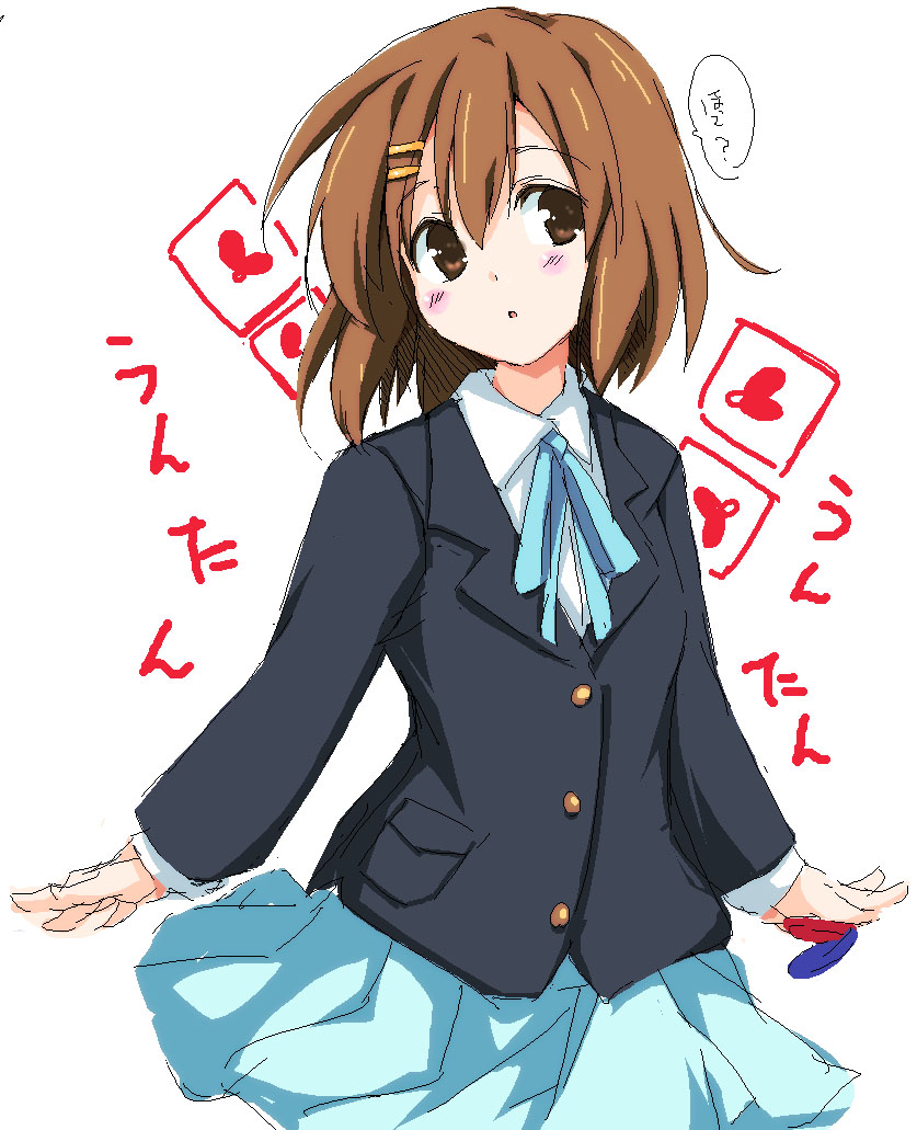 imuraya ayuka, hirasawa yui, k-on!, 00s, 1girl, blazer, female focus, jacket, oekaki, school uniform, solo