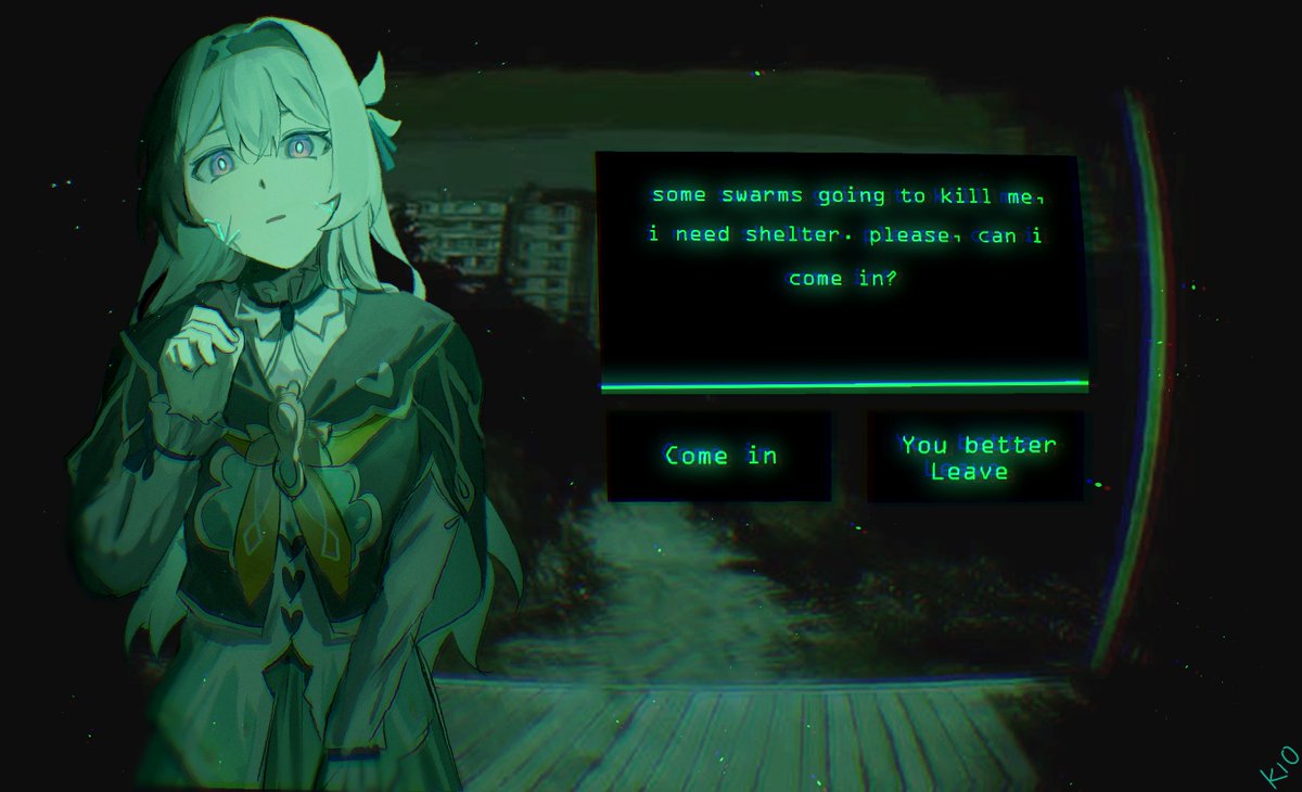 kio26g, firefly (honkai: star rail), honkai: star rail, honkai (series), no i'm not a human, commentary, english commentary, artist name, english text, hair between eyes, hair intakes, hairband, long hair, long sleeves, looking at viewer, parted lips, solo