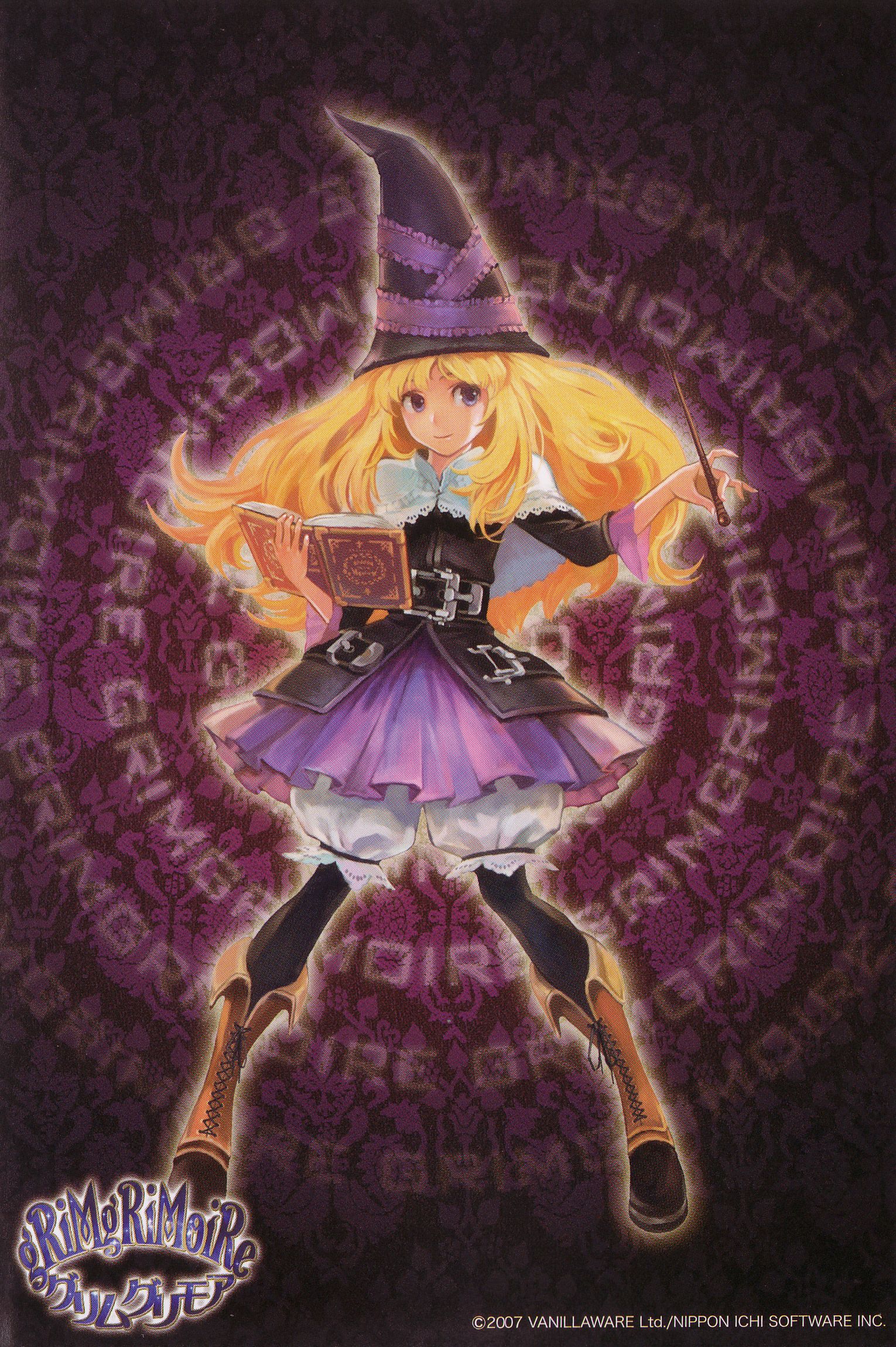 kamitani george, lillet blan, grimgrimoire, nippon ichi, vanillaware, highres, official art, scan, 1girl, female focus, pantyhose, postcard, solo