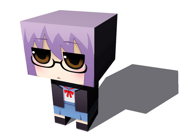 danboo, nagato yuki, suzumiya haruhi no yuuutsu, 00s, 1girl, 3d, cardigan, female focus, glasses, school uniform, serafuku, short hair, solo