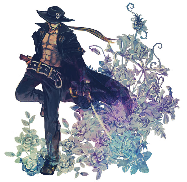 sil9, y.silk, johnny (guilty gear), arc system works, guilty gear, bad id, bad pixiv id, 1boy, belt, blonde hair, gloves, hat, male focus, sheath, solo, sword, weapon