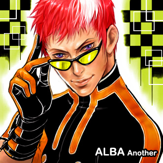 alba meira, kof: maximum impact, snk, the king of fighters, lowres, 1boy, gloves, multicolored hair, purple eyes, red hair, short hair, sunglasses, two-tone hair, white hair