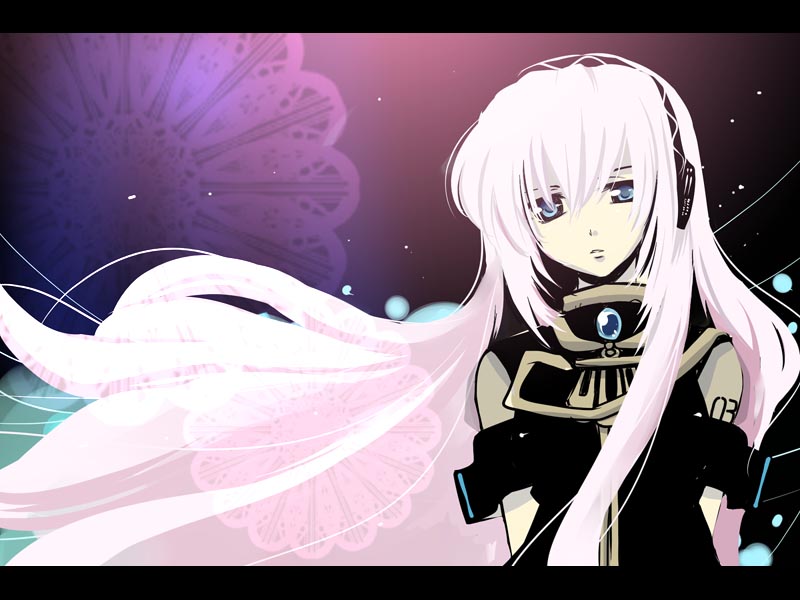 child-box, megurine luka, vocaloid, 1girl, blouse, blue eyes, female focus, headphones, letterboxed, long hair, pink hair, shirt, sleeveless, sleeveless shirt, solo