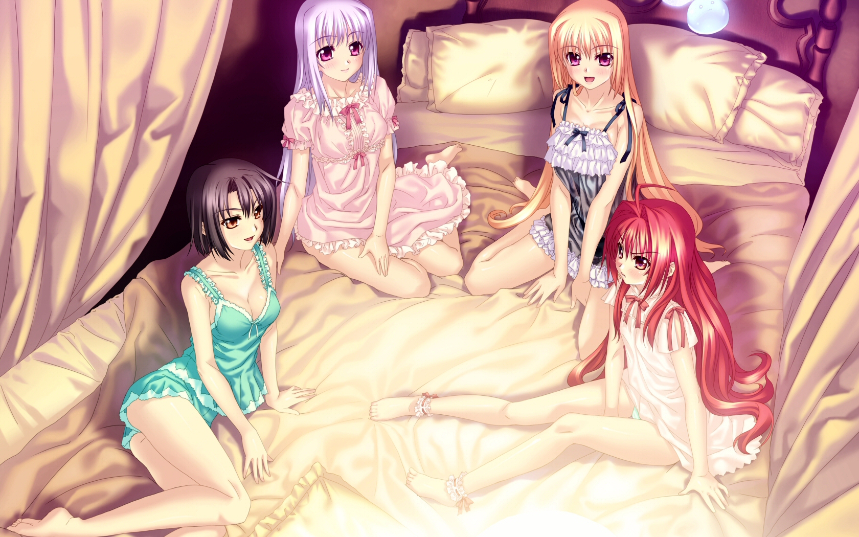 corticarte apa lagranges, yugiri perserte, yugiri princesca, shinkyoku soukai polyphonica, highres, 00s, barefoot, feet, lingerie, underwear
