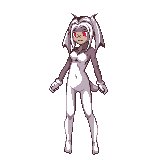 mimiga, sakamoto sue, doukutsu monogatari, animated, animated gif, lowres, spoilers, 1girl, animal ears, bouncing breasts, breasts, dark-skinned female, dark skin, female focus, medium breasts, navel, pixel art, red eyes, solo, transformation