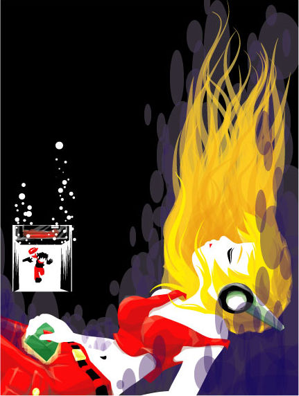 curly brace, quote (cave story), doukutsu monogatari, spoilers, 1boy, 1girl, asphyxiation, bad end, blonde hair, breasts, drowning, iron bond, long hair, pale skin, robot ears, tank top, underwater