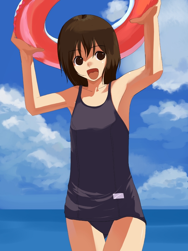 natori (natorism), original, tagme, black one-piece swimsuit, innertube, one-piece swimsuit, school swimsuit, solo, swim ring, swimsuit