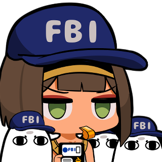 surio, astarte (surio), medjed (surio), fbi, original, lowres, 1girl, ancient egyptian, baseball cap, blowing whistle, blunt bangs, brown eyes, brown hair, chibi, chibi only, fbi hat, green eyes, hat, looking at viewer, short hair, simple background, solo