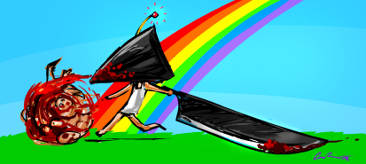 pyramid head, katamari damacy, silent hill, silent hill (series), lowres, blood, parody, rainbow