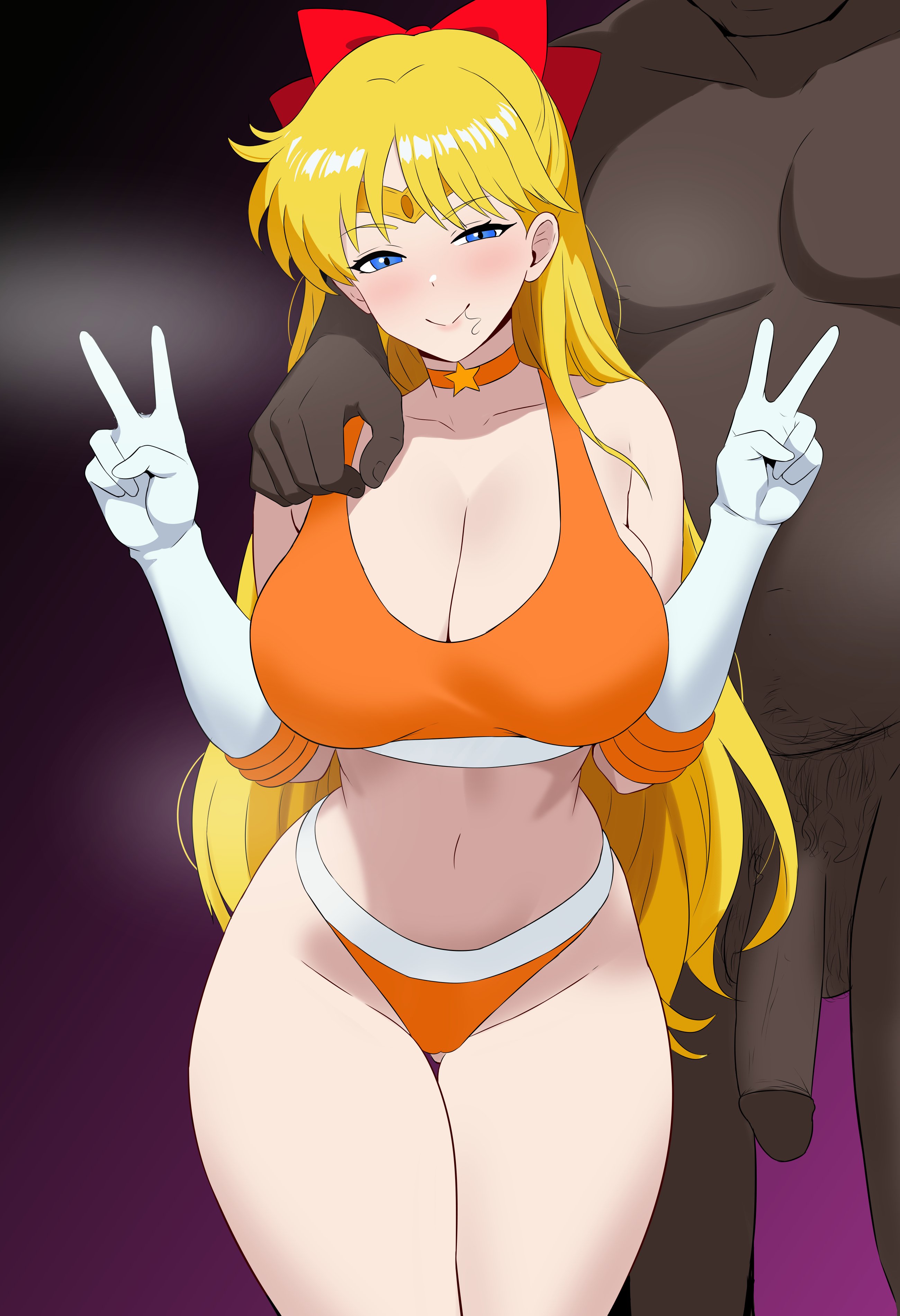 lorddantesito, aino minako, bishoujo senshi sailor moon, absurdres, highres, tagme, clothed female nude male, nude, penis, pubic hair, v