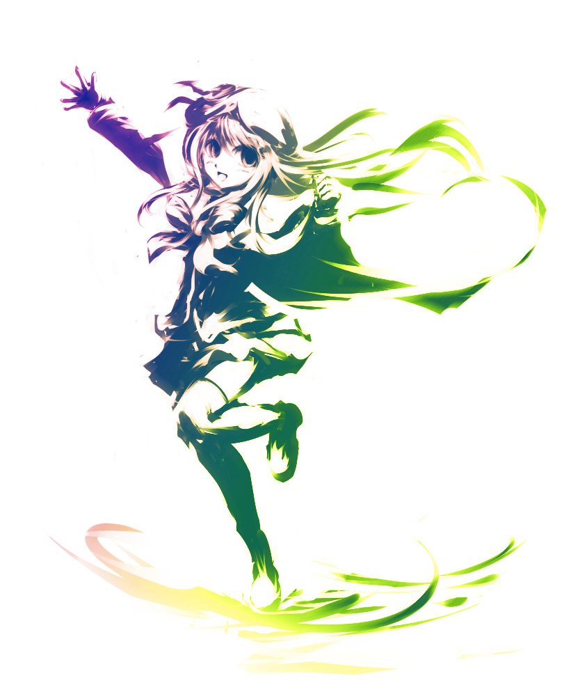 mohomen, noumi kudryavka, little busters!, 1girl, female focus, full body, high contrast, monochrome, solo, standing, standing on one leg