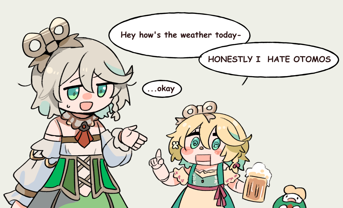 fongban illust, cecilia immergreen, otomo (cecilia immergreen), hololive, hololive english, commentary, english commentary, 2girls, @ @, alcohol, aqua eyes, ascot, bare shoulders, beer, beer mug, blonde hair, blush stickers, braid, button nose, cecilia immergold, chibi, colored inner hair, corset, cup, detached collar, detached sleeves, dirndl, doll, doll joints, double-parted bangs, flower, frilled sleeves, frills, german clothes, gold trim, green corset, green hair, grey hair, hair between eyes, hair flower, hair ornament, hand up, joints, long sleeves, mug, multicolored hair, multiple girls, pointing, pointing up, red ascot, red streaks, robot, short hair, side braid, simple background, surprised, sweatdrop, virtual youtuber, winding key