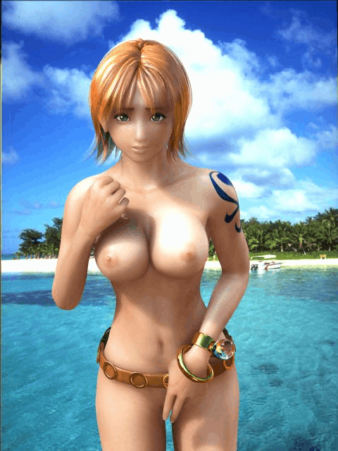 incise soul, m-rs, nami (one piece), one piece, animated, animated gif, 3d, beach, breasts, dancing, large breasts, nipples, nude, oppai oppai, solo, uncensored