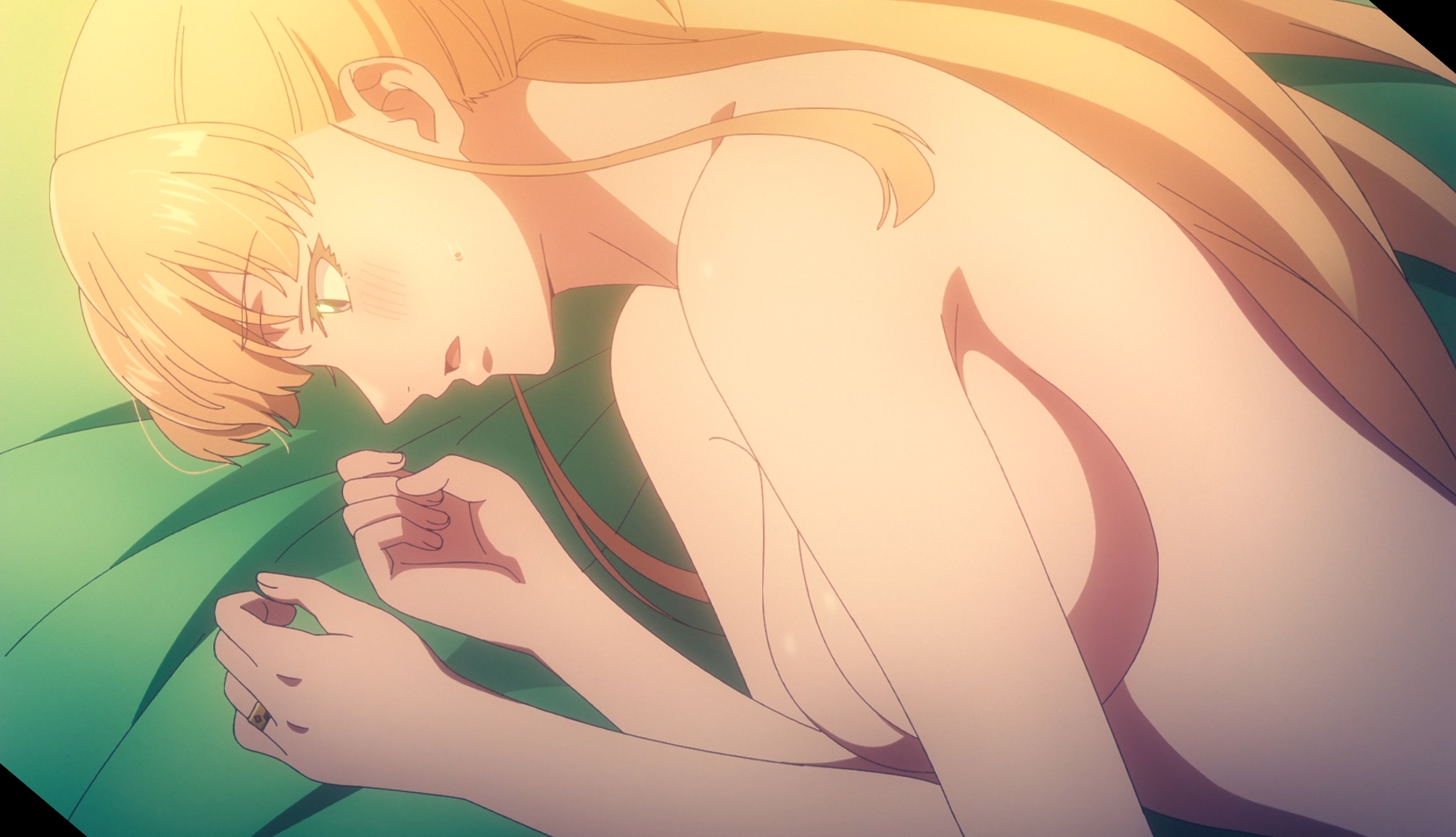 nonaka himeno, kekkon yubiwa monogatari, highres, stitched, third-party edit, 1girl, blonde hair, blue eyes, breasts, cleavage, large breasts, long hair, sideboob, solo