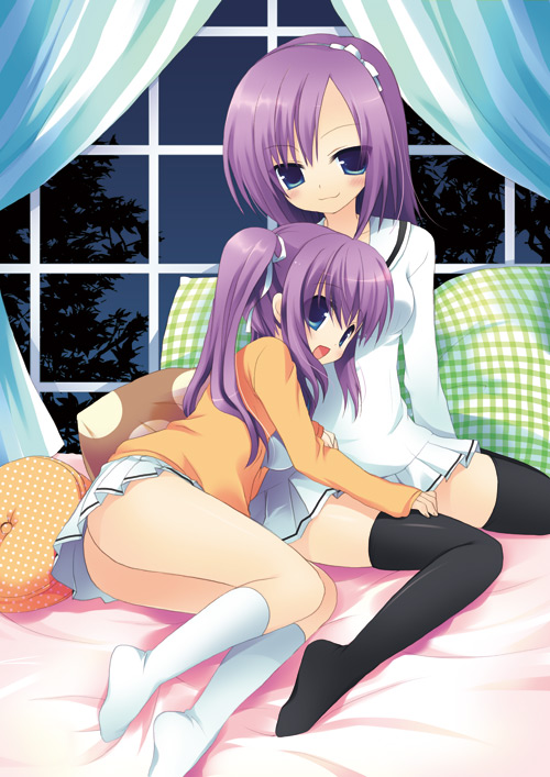 sazaki ichiri, original, 2girls, multiple girls, thighhighs, zettai ryouiki