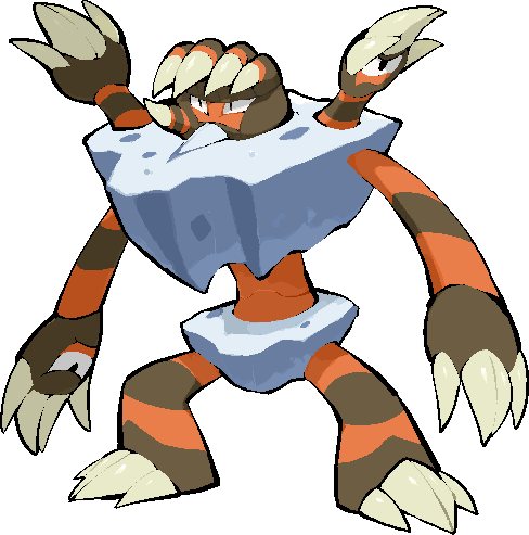 kawaanago, barbaracle, nintendo, pokemon, commentary request, lowres, claws, full body, gen 6 pokemon, no humans, pokemon (creature), pokemon focus, standing, transparent background