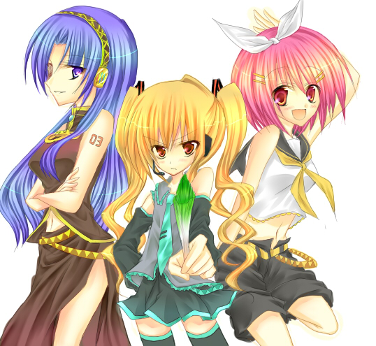 asakura-kun, asakura hayate, aisaka taiga, hatsune miku, kagamine rin, kawashima ami, kushieda minori, megurine luka, toradora!, vocaloid, bad id, bad pixiv id, cosplay, hatsune miku (cosplay), kagamine rin (cosplay), megurine luka (cosplay), thighhighs