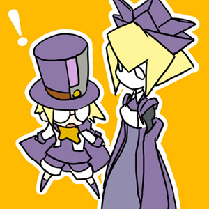 carl clover, nirvana (blazblue), arc system works, blazblue, blazblue: calamity trigger, artist request, lowres, tagme, !, blonde hair, flat chest, glasses, hat, robot, top hat
