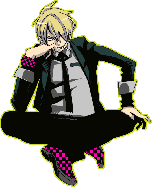 aarue, sanji (one piece), one piece, 1boy, blazer, blonde hair, checkered wristband, checkers, cigarette, formal clothes, grin, jacket, male focus, necktie, short hair, simple background, smile, solo, square-end necktie, suit, transparent background, wristband