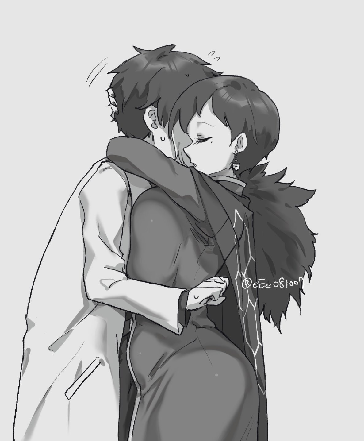 ee extension 02, binah (project moon), library of ruina, lobotomy corporation, project moon, character request, highres, tagme, 1boy, 1girl, breasts, hug, large breasts