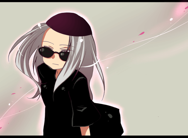 hanyuu yusuke, ichikawa (akagi), akagi, akagi: yami ni oritatta tensai, fukumoto mahjong, bad id, bad pixiv id, gender request, blind, genderswap, hat, long hair, solo, sunglasses, white hair