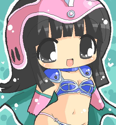 chi-chi (dragon ball), dragon ball, lowres, aged down, black eyes, black hair, chibi, oekaki