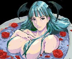 morrigan aensland, capcom, darkstalkers, lowres, demon girl, flower, rose