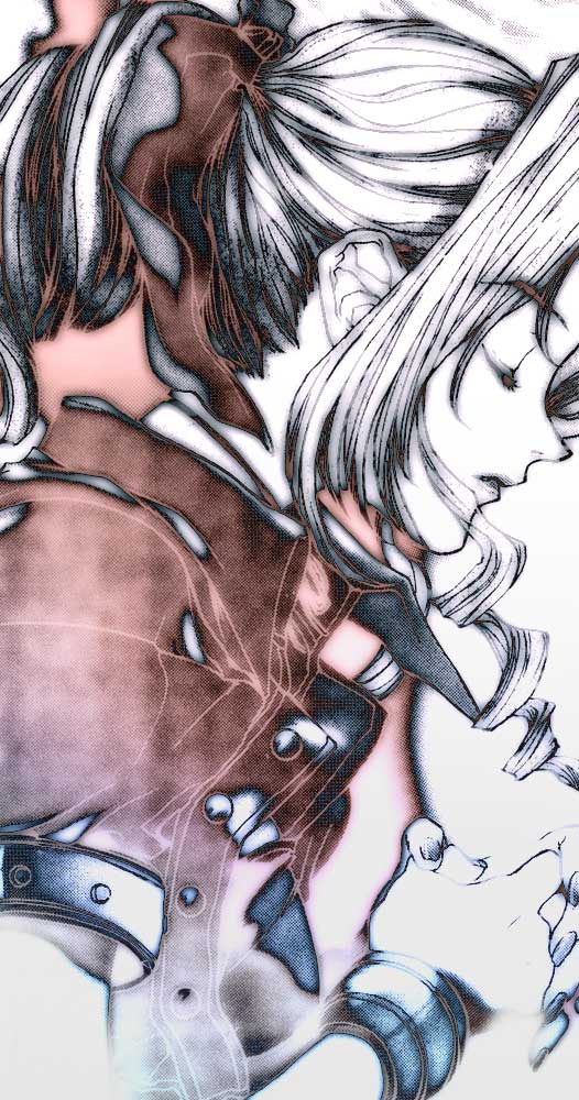 kaburaya, aerith gainsborough, final fantasy, final fantasy vii, bad id, bad pixiv id, 1990s (style), 1girl, closed eyes, female focus, hair ribbon, monochrome, ponytail, praying, ribbon, solo, spot color