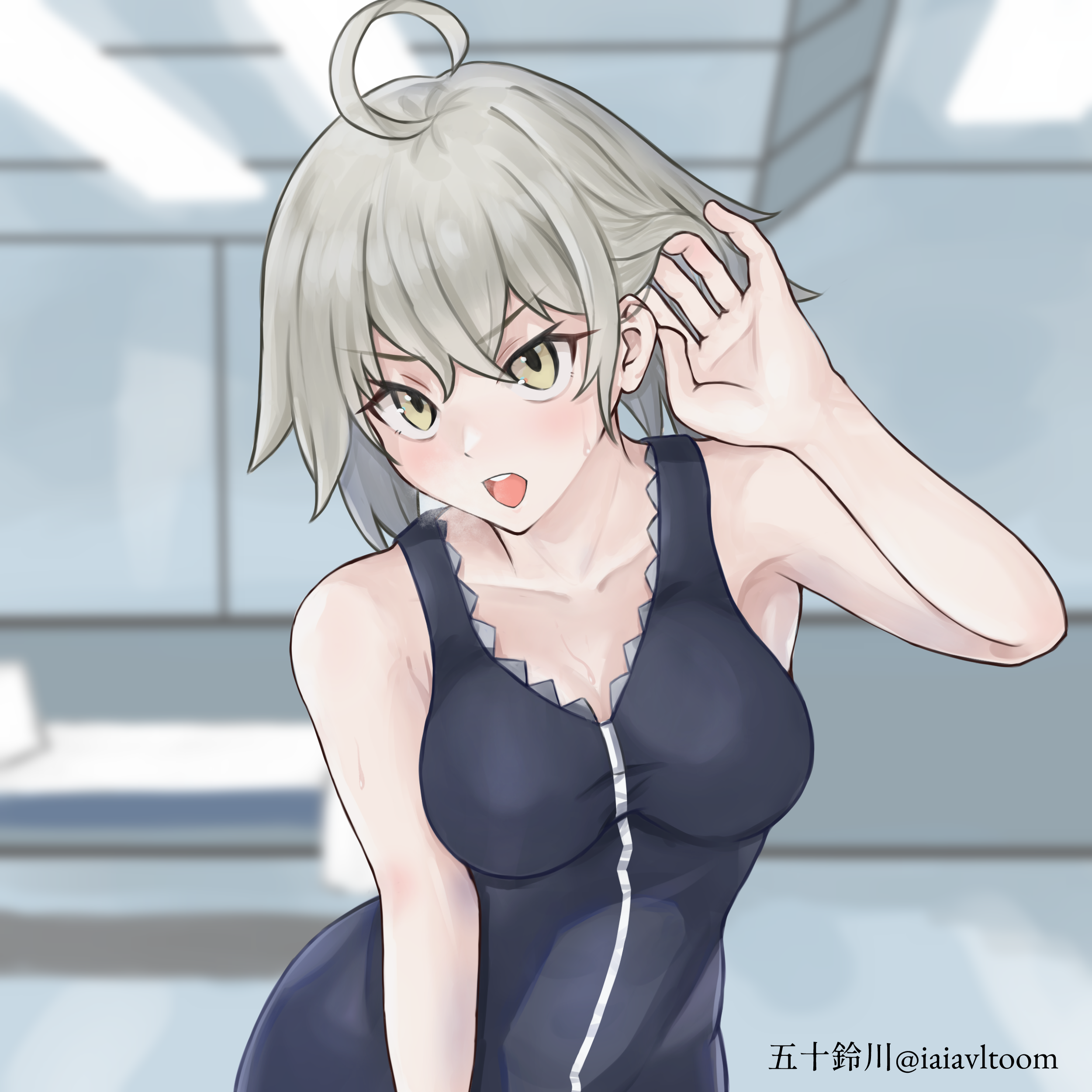 jeanne d'arc alter (avenger) (fate), jeanne d'arc alter (fate), jeanne d'arc alter (ver. shinjuku 1999) (fate), fate/grand order, fate (series), absurdres, highres, 1girl, my room (chaldea) (fate), sweat, user yrjh3454