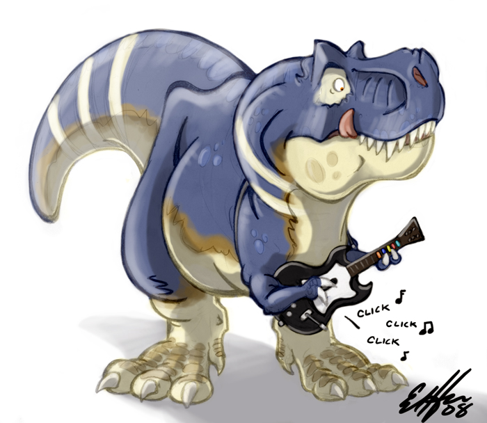 t-rex, dinosaur, furry, guitar, instrument, macroceli, rock band (video game), tongue