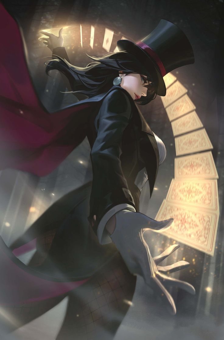 zatanna zatara, dc comics, artist request, source request, tagme, 1girl, gloves, hat, lips, magician, smile, top hat