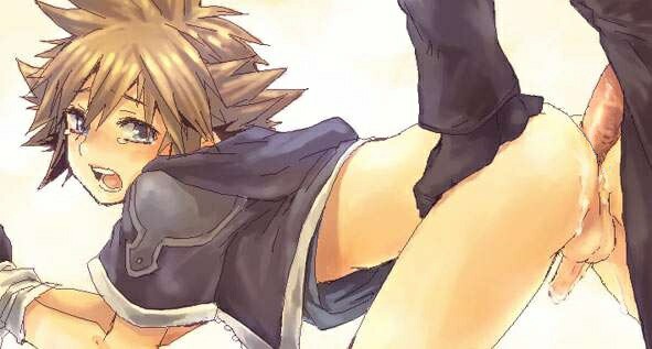 sora (kingdom hearts), kingdom hearts, 2boys, bdsm, blush, bondage, bound, cum, male focus, multiple boys, penis, rape, shota, tears, yaoi