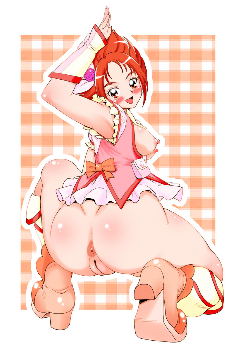 cure rouge, natsuki rin, precure, yes! precure 5, highres, tagme, 00s, anus, fat mons, pussy, squatting, uncensored