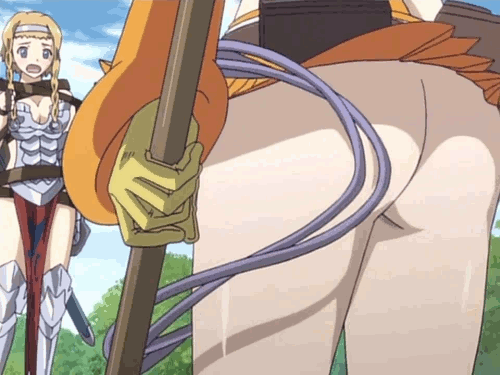 leina (queen's blade), nowa (queen's blade), queen's blade, screencap, animated, animated gif, lowres, 00s, no panties, skirt, wind, wind lift
