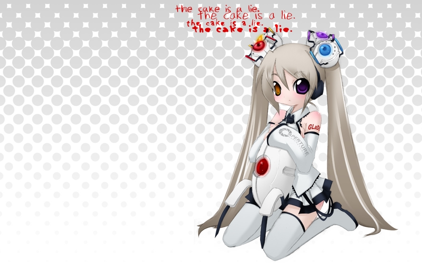 glados, glados-tan, hatsune miku, portal (series), portal 1, vocaloid, cosplay, heterochromia, valve