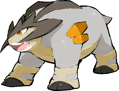 kawaanago, terrakion, nintendo, pokemon, commentary request, lowres, animal focus, fangs, full body, gen 5 pokemon, legendary pokemon, no humans, open mouth, orange eyes, pokemon (creature), pokemon focus, solo, teeth, transparent background