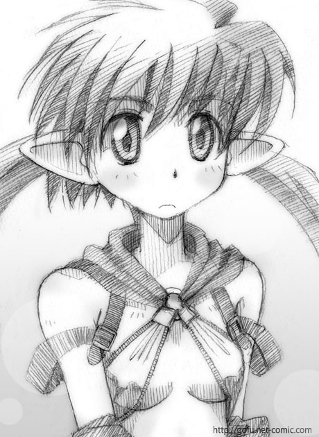 gofu, forest keeper nowa, nowa (queen's blade), queen's blade, traditional media, 00s, greyscale, monochrome, sketch, solo