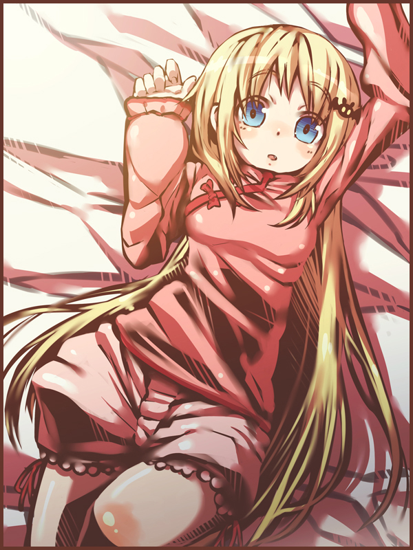 is ii, noumi kudryavka, little busters!, bad id, bad pixiv id, blonde hair, bloomers, blue eyes, long hair, lying, solo, underwear
