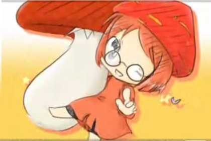 parasect, moemon, nintendo, pokemon, artist request, lowres, tagme, 1girl, female focus, gen 1 pokemon, glasses, moe (phrase), mushroom, pokemon (creature), solo