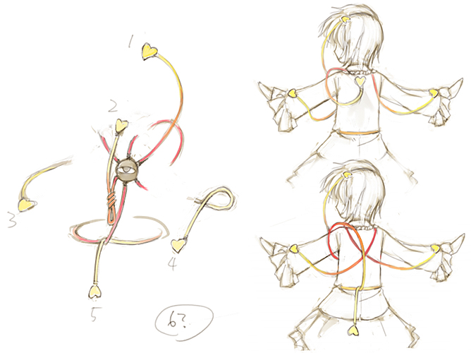 cervus, komeiji satori, touhou, 1girl, dress, female focus, from behind, lineart, monochrome, short hair, simple background, spot color, string, third eye, white background