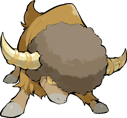 kawaanago, bouffalant, nintendo, pokemon, commentary request, lowres, afro, animal focus, full body, gen 5 pokemon, horns, no humans, nostrils, pokemon (creature), pokemon focus, solo, transparent background