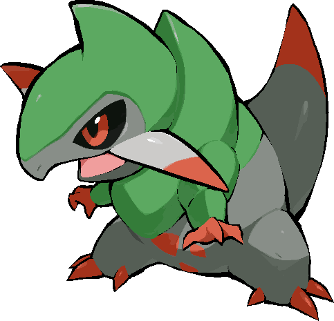kawaanago, fraxure, nintendo, pokemon, commentary request, lowres, black sclera, claws, colored sclera, full body, gen 5 pokemon, no humans, open mouth, pokemon (creature), pokemon focus, red eyes, solo, transparent background, tusks