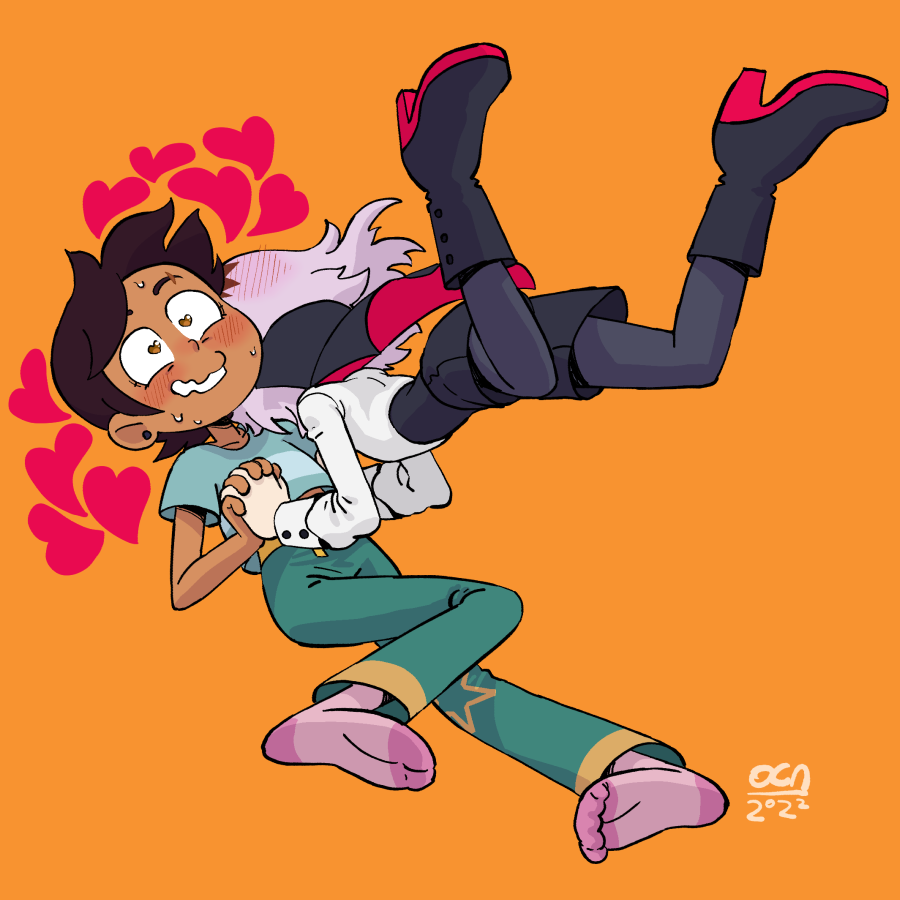 oca-world, amity blight, luz noceda, the owl house, heart, hug, pink socks, socks, yuri