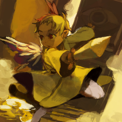 bute, doukutsu monogatari, gender request, lowres, androgynous, angel, blonde hair, cupid, oekaki, red eyes, robe, solo, sword, weapon, wings