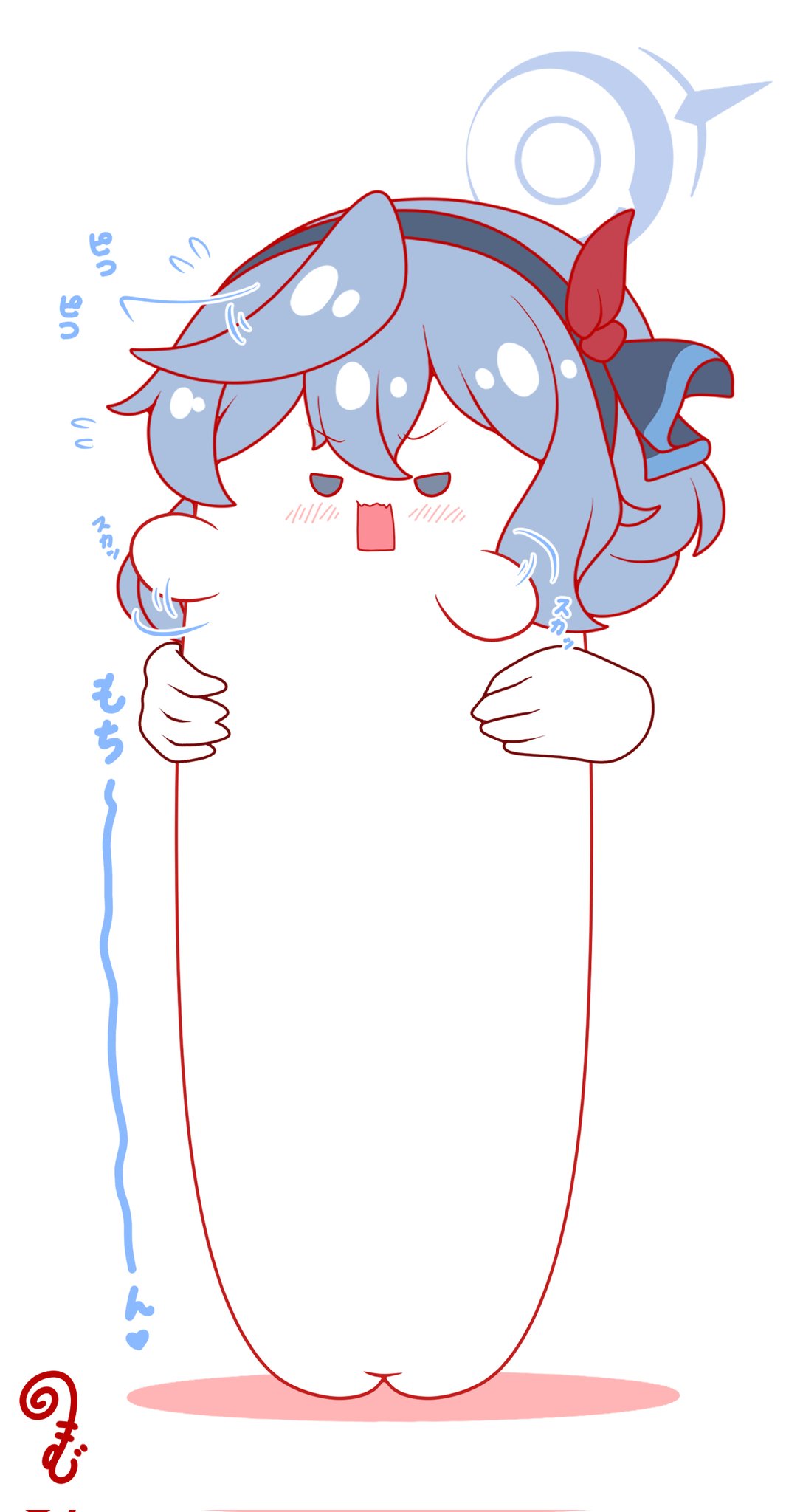 kurukurumagical, ako (blue archive), blue archive, commentary request, corrupted twitter file, highres, translation request, afterimage, black hairband, blush, chibi, colored shadow, disembodied hand, flying sweatdrops, grey eyes, grey hair, hair between eyes, hairband, halo, longcat (meme), meme, open mouth, shadow, simple background, solo focus, white background