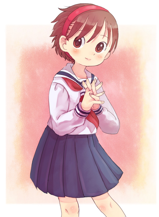 oota, nitori shuuichi, hourou musuko, crossdressing, crossdressing (mtf), headband, male focus, own hands clasped, own hands together, school uniform, skirt, solo, trap